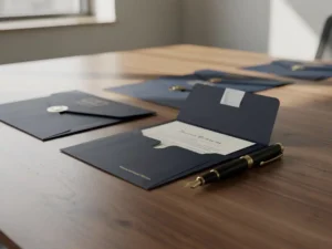 Verzegelde proposalenveloppen op vergadertafel, één licht geopend met formeel document, vulpen ernaast, zacht natuurlijk licht.